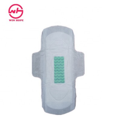 Green Wave Printing Surface Negative Ion Disposable Sanitary Napkin Pad for Women