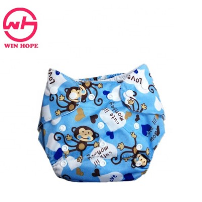 Newborn Baby Blue Monkey Printing Cover Customized Cloth Diapers