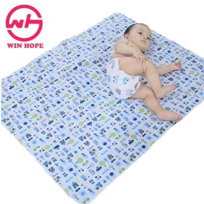 Colorful Carton Printing Waterproof TPU Soft Flannel Fabric Reusable Baby Urine Pad